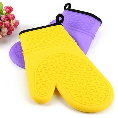 High Quality Silicone Oven Mitts Heat Resistant Silicone Cooking Gloves With Cotton