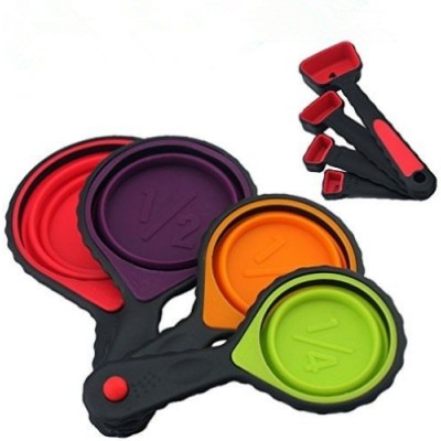 Amazon Best Selling Colorful Collapsible Silicone Measuring Cups And Spoon Set